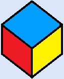 青と赤と黄のコーナー キューブ