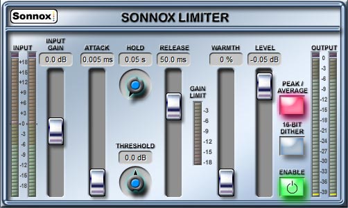 SonnoxLimiterのインターフェイス