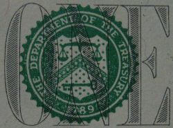 １ドル札のアメリカ合衆国財務省のマーク