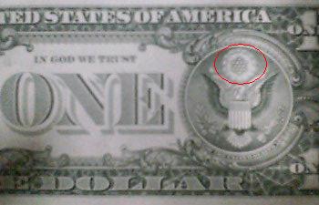 １ドル札の六芒星鷲の写真