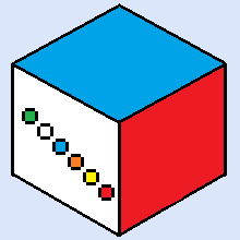 青、白、赤のキューブ