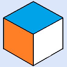 青、オレンジ、白のキューブ