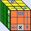 対角線に位置する２つのキューブを位置交換する方法