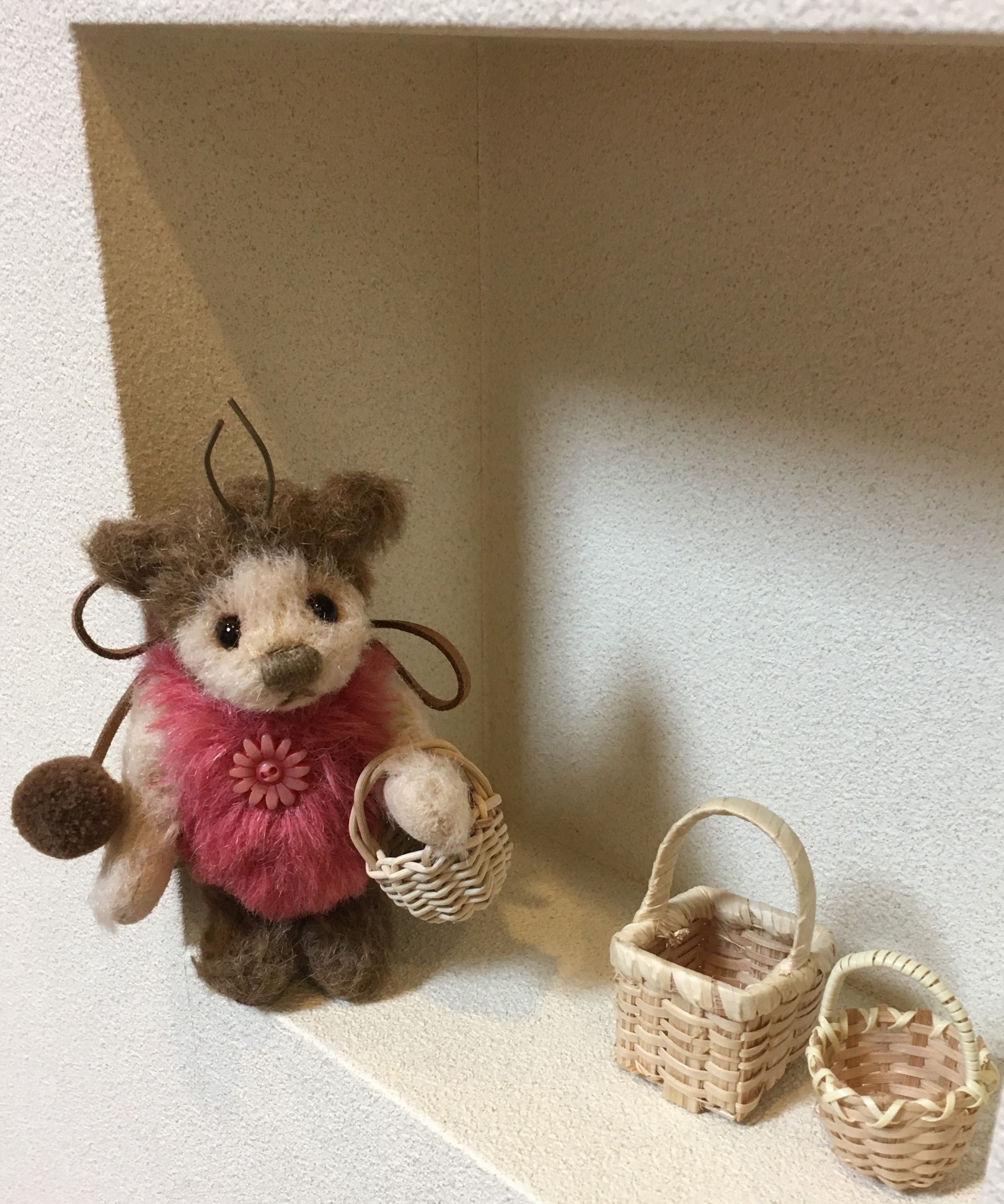 Ladybird Rouge, 4.7 inchies bear wearing costume of Ladybird,
                    <br>made from hand dyed alpaca. <br>Ladybird Rouge has been adopted.Many thanks!