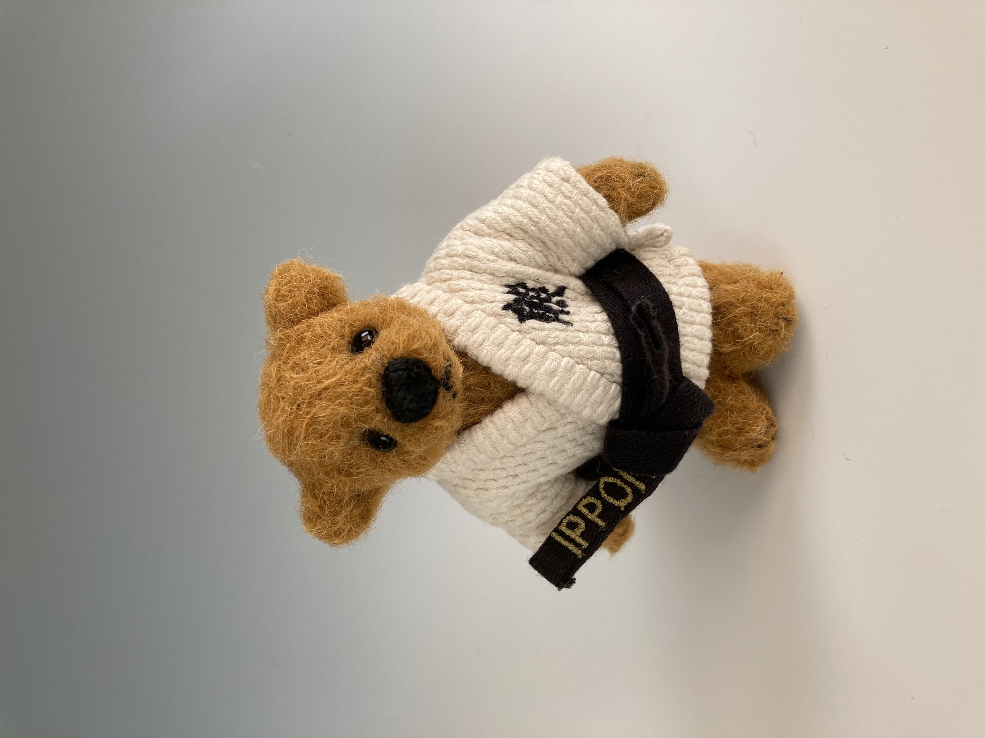Judo kid, 4.7 inchies bear made from alpaca, wearing judogi.