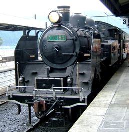 写真0−2−2:千頭駅に到着した大鐵SL「C11190」(前向き)。