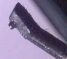 rhombus tip base for bonded tip and black round cantilever: tip itself is fallen out in this picture.