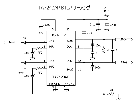 TA7240-BTL回路図