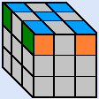 上段の４つのコーナーキューブの上面が青に、側面の色が揃った図